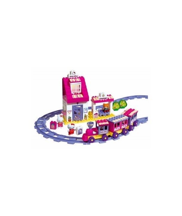 Set constructie Unico Plus Hello Kitty Trenulet cu gara 95 piese
