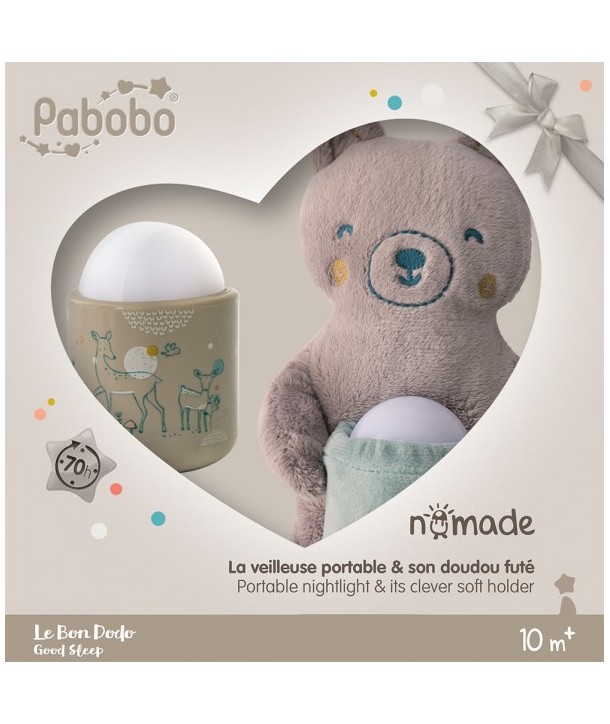 Lampa de veghe Pabobo Nomade cu Ursulet Plus culoare Bej cu Led reincarcabila