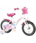 Bicicleta copii fete 12 inch Volare Bike Giggles cu roti ajutatoare si cosulet roz