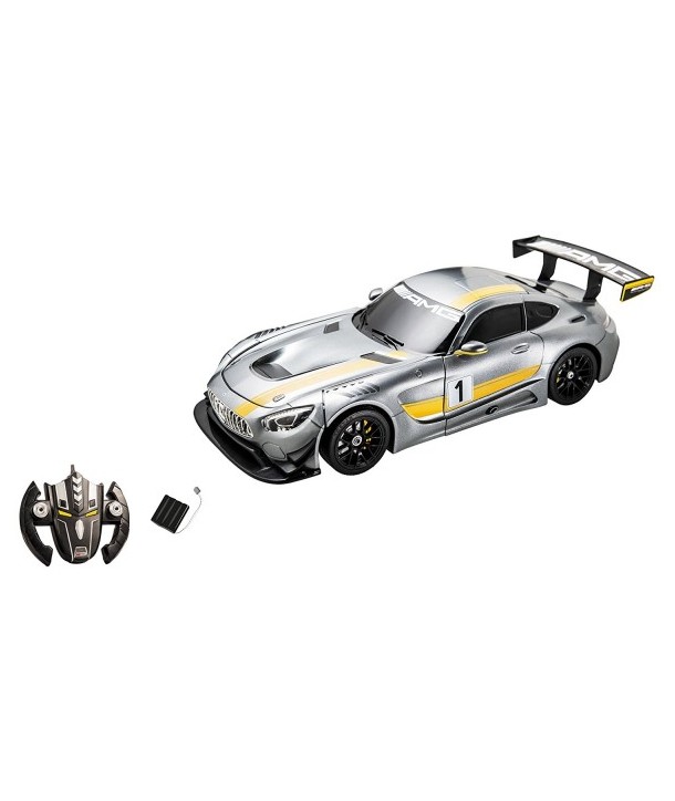 Masinuta cu telecomanda 2 in 1 transformabila in robot Mercedes AMG GT3 Gri Mondo 634201 cu acumulator inclus scara 1:14