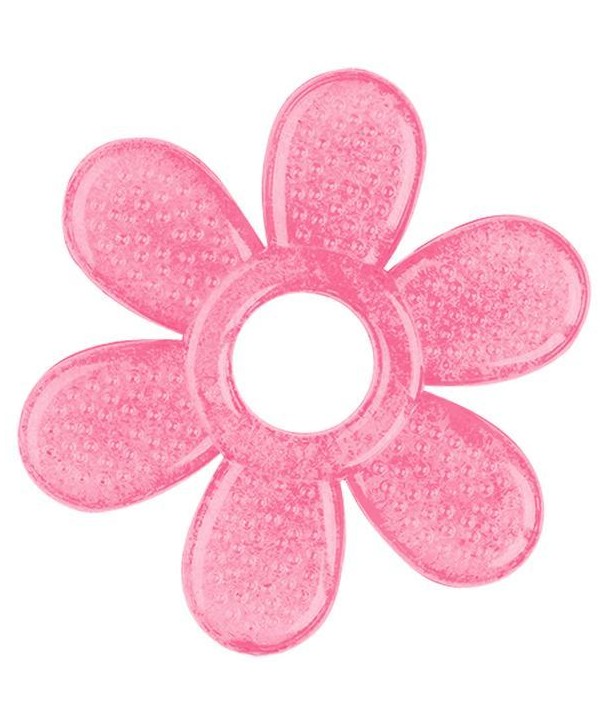 Inel gingival flexibil cu gel de racire Floare - BabyOno - Roz