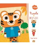 Puzzle straturi Djeco familia de tigri